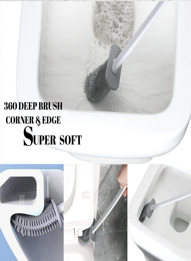 Nabhya Silicone Toilet Brush Anti-Drip Set,Toilet Bowl Cleaner Brush for Bathroom, No-Slip Long Handle (Beige) - Image 5